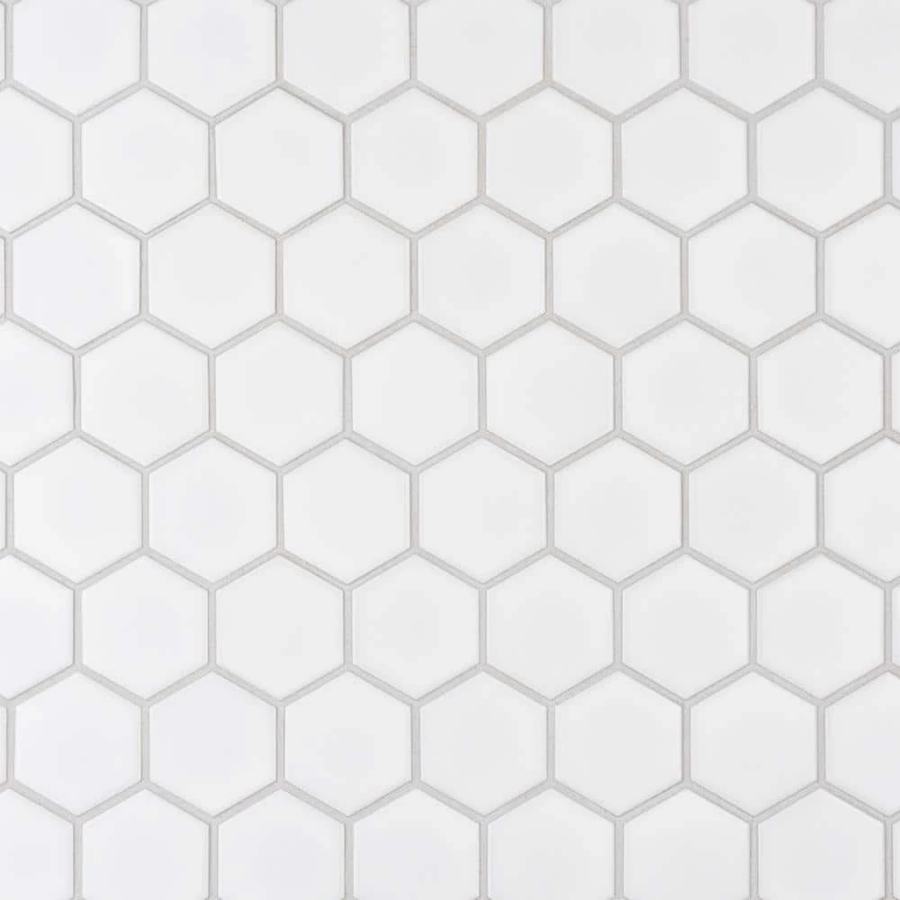 Metro 2" Hex Matte White 11-1/8 in. x 12-5/8 in. Porcelain Mosaic Tile (10.0 sq. ft./Case) by Merola Tile - Image 4