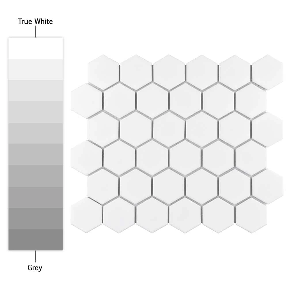 Metro 2" Hex Matte White 11-1/8 in. x 12-5/8 in. Porcelain Mosaic Tile (10.0 sq. ft./Case) by Merola Tile - Image 8