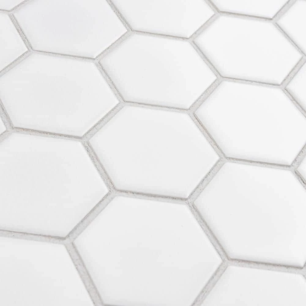 Metro 2" Hex Matte White 11-1/8 in. x 12-5/8 in. Porcelain Mosaic Tile (10.0 sq. ft./Case) by Merola Tile - Image 14
