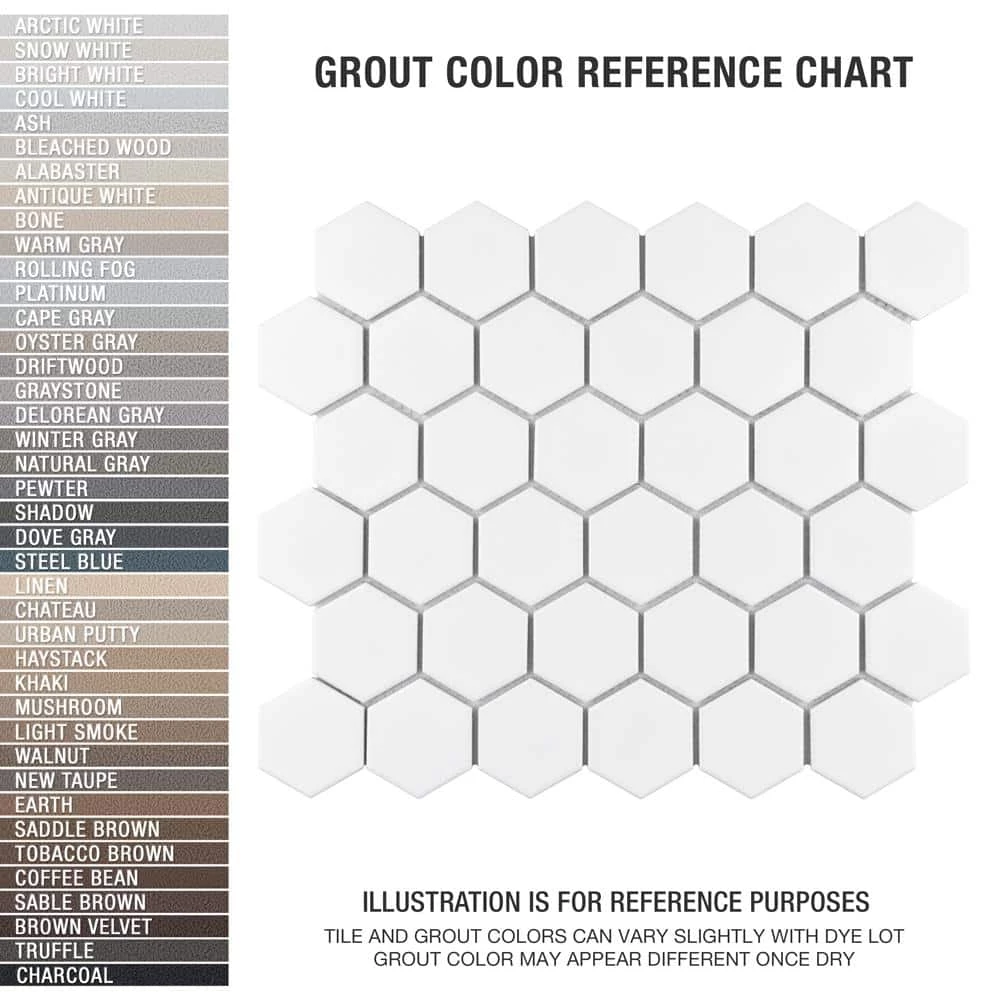 Metro 2" Hex Matte White 11-1/8 in. x 12-5/8 in. Porcelain Mosaic Tile (10.0 sq. ft./Case) by Merola Tile - Image 16