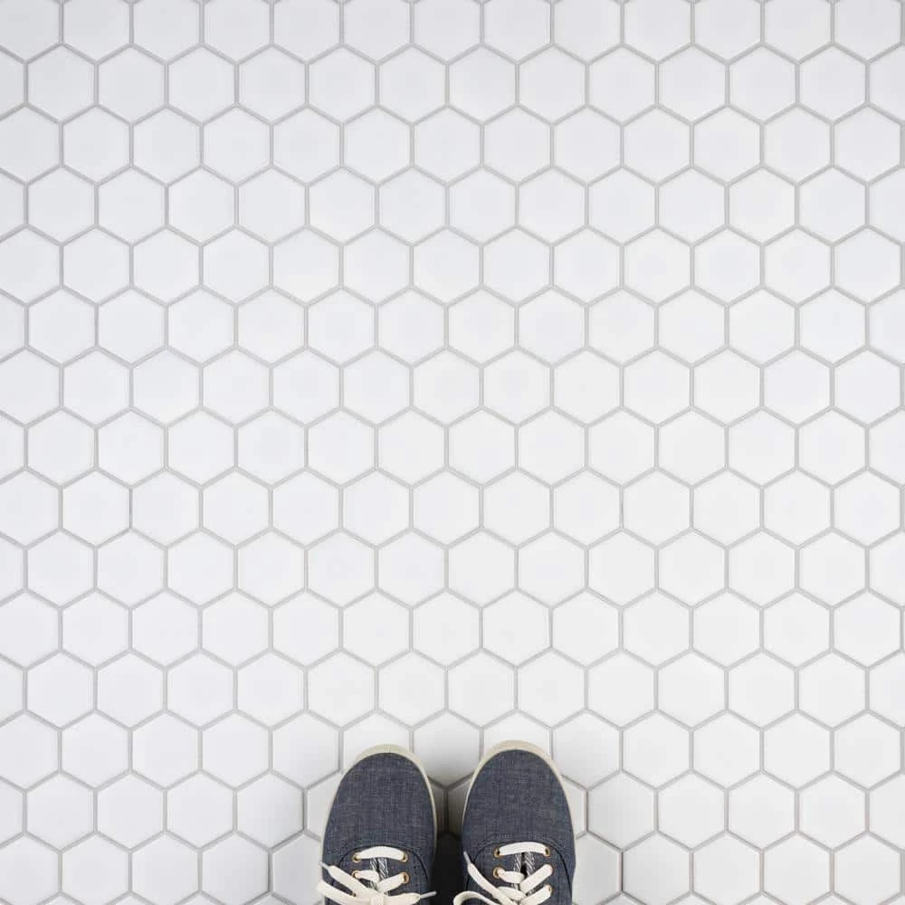 Metro 2" Hex Matte White 11-1/8 in. x 12-5/8 in. Porcelain Mosaic Tile (10.0 sq. ft./Case) by Merola Tile - Image 12