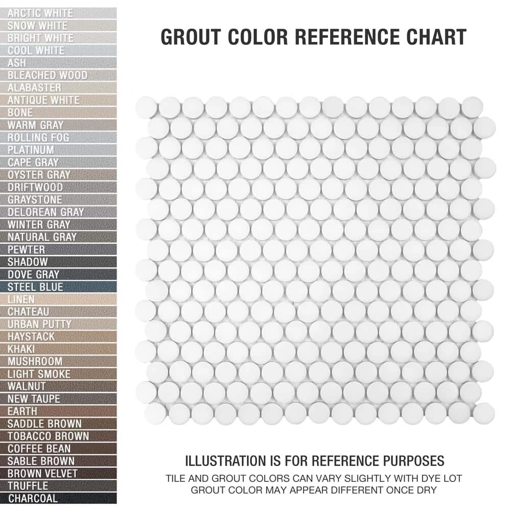 Hudson Penny Round Matte White 12 in. x 12-5/8 in. x 5 mm Porcelain Mosaic Tile (10.74 sq. ft. / case) by Merola Tile - Image 5