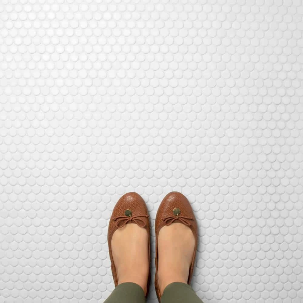 Hudson Penny Round Matte White 12 in. x 12-5/8 in. x 5 mm Porcelain Mosaic Tile (10.74 sq. ft. / case) by Merola Tile - Image 10