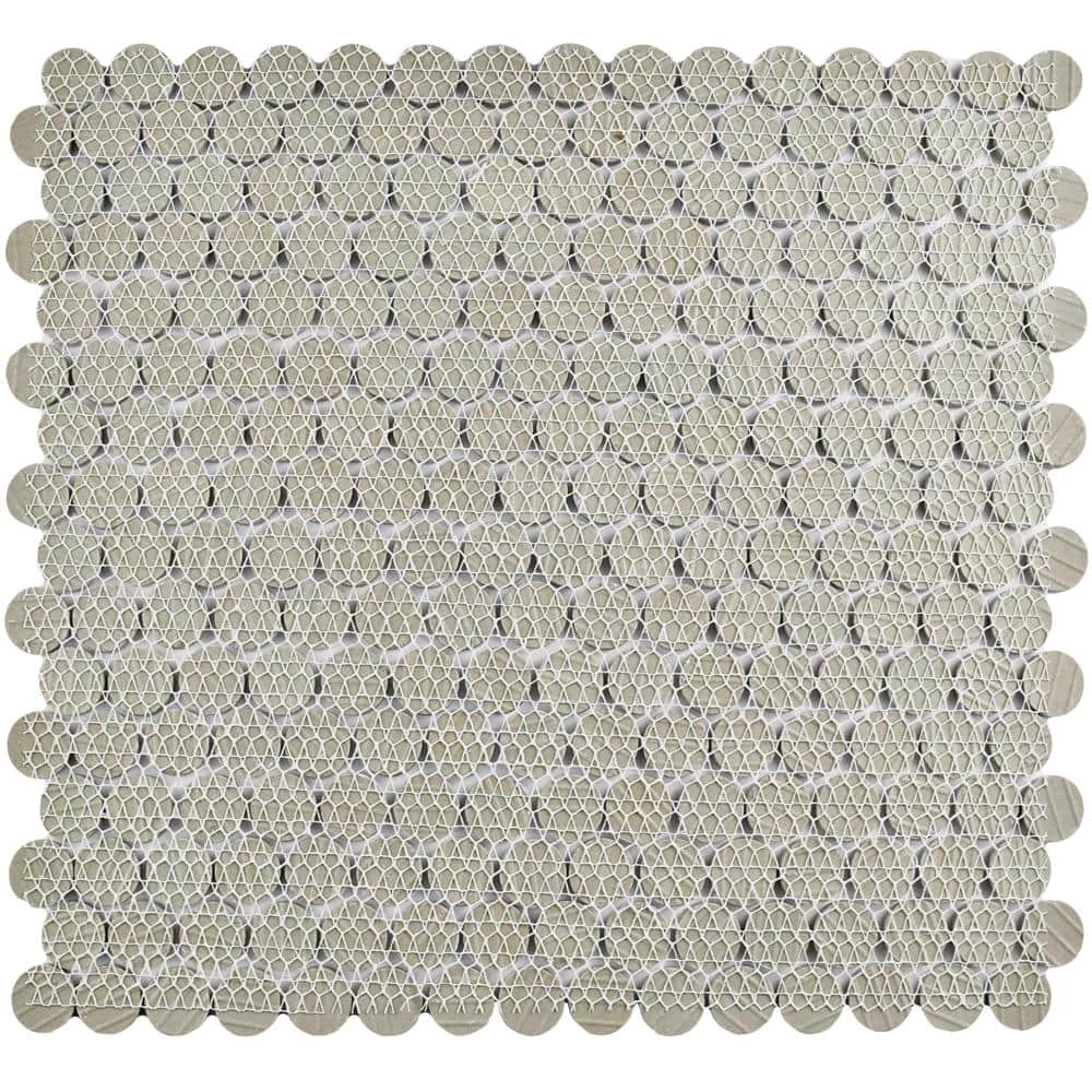 Hudson Penny Round Matte White 12 in. x 12-5/8 in. x 5 mm Porcelain Mosaic Tile (10.74 sq. ft. / case) by Merola Tile - Image 14