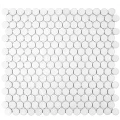 Hudson Penny Round Matte White 12 in. x 12-5/8 in. x 5 mm Porcelain Mosaic Tile (10.74 sq. ft. / case) by Merola Tile