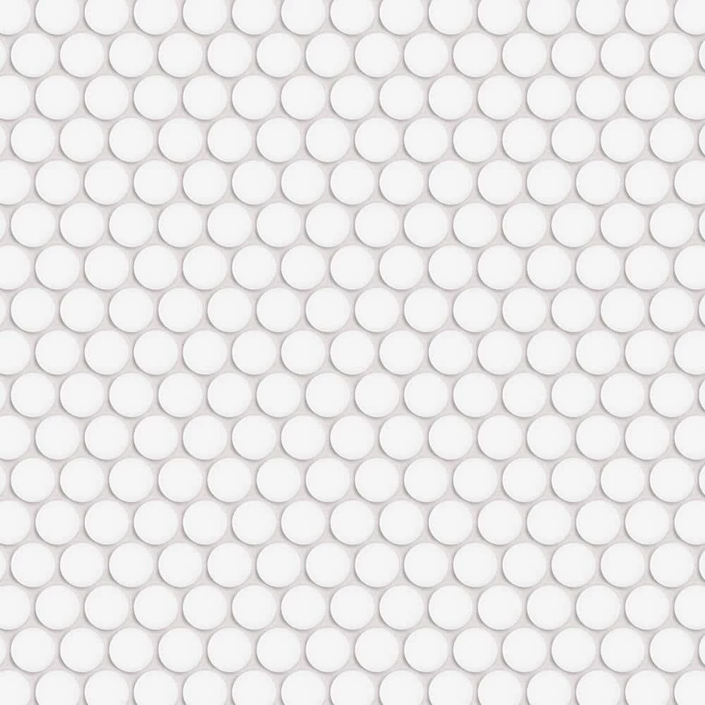 Hudson Penny Round Matte White 12 in. x 12-5/8 in. x 5 mm Porcelain Mosaic Tile (10.74 sq. ft. / case) by Merola Tile - Image 13