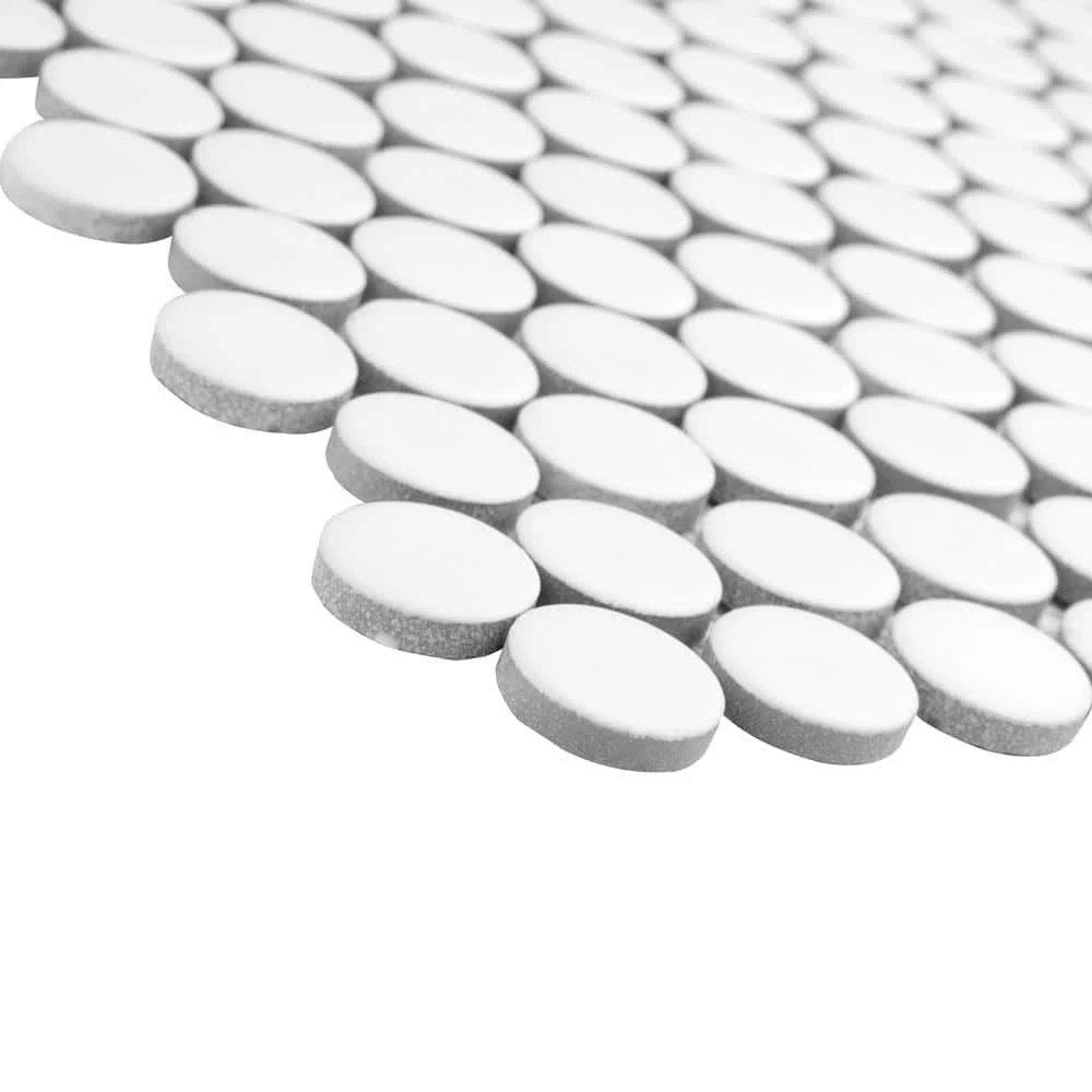 Hudson Penny Round Matte White 12 in. x 12-5/8 in. x 5 mm Porcelain Mosaic Tile (10.74 sq. ft. / case) by Merola Tile - Image 7