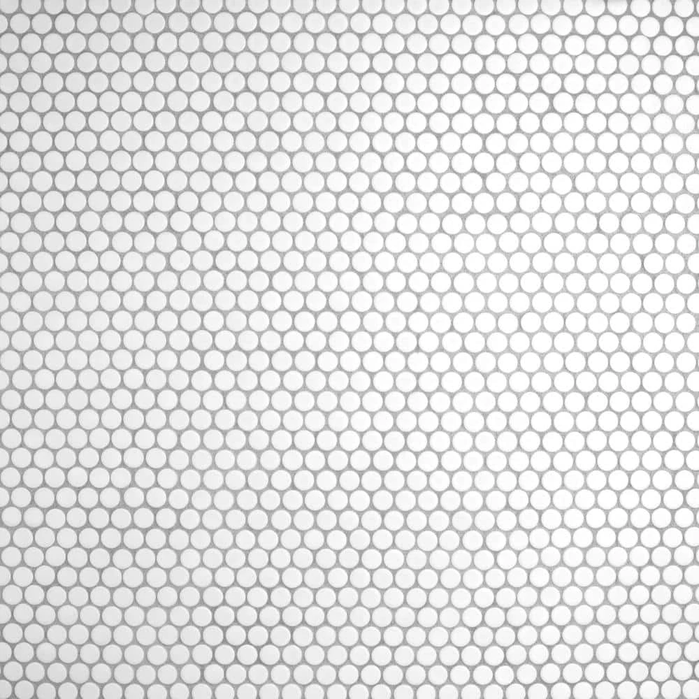Hudson Penny Round Matte White 12 in. x 12-5/8 in. x 5 mm Porcelain Mosaic Tile (10.74 sq. ft. / case) by Merola Tile - Image 4