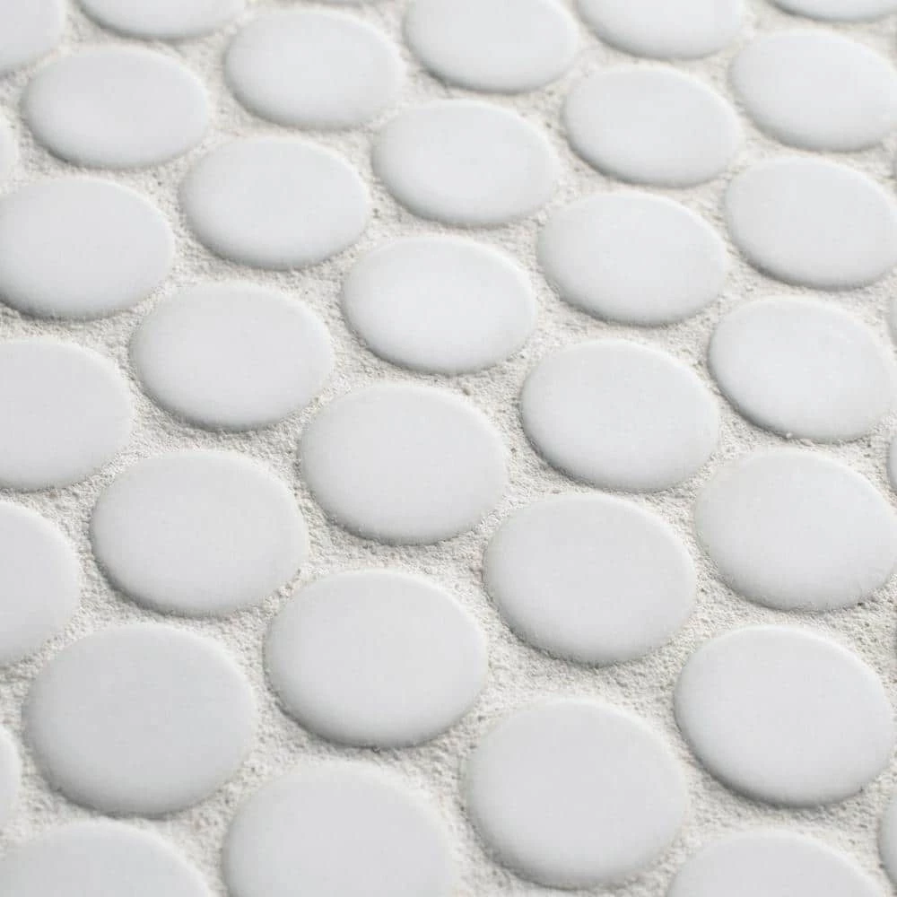 Hudson Penny Round Matte White 12 in. x 12-5/8 in. x 5 mm Porcelain Mosaic Tile (10.74 sq. ft. / case) by Merola Tile - Image 15