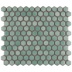 Hudson 1 in. Hex Mint Green 11-7/8 in. x 13-1/4 in. Porcelain Mosaic (11.2 sq. ft./Case) by Merola Tile