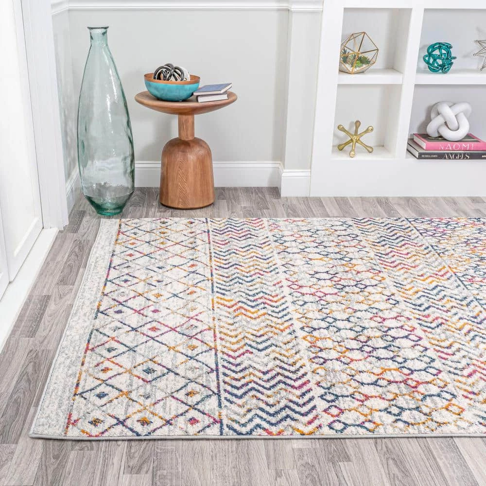Arta Multi/Cream 8 ft. x 10 ft. Moroccan Vintage Geometric Area Rug by JONATHAN Y - Image 5