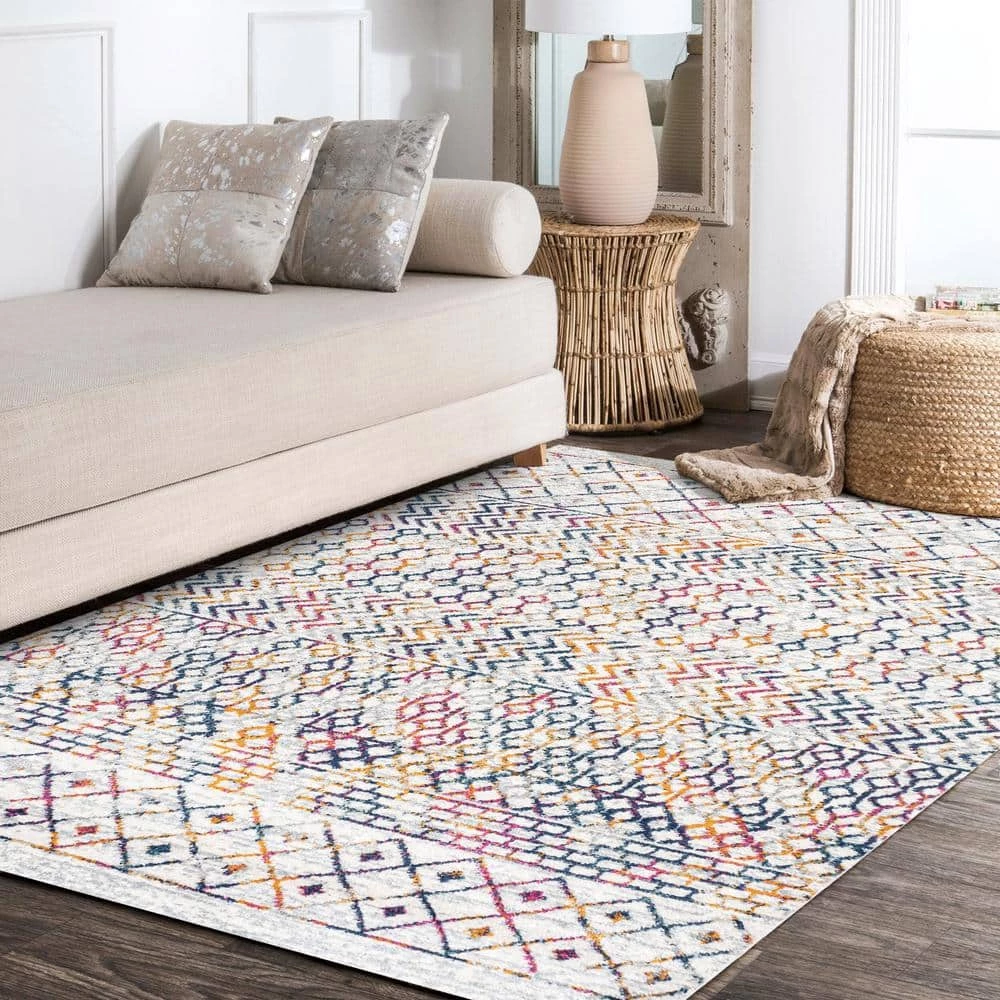 Arta Multi/Cream 8 ft. x 10 ft. Moroccan Vintage Geometric Area Rug by JONATHAN Y - Image 3