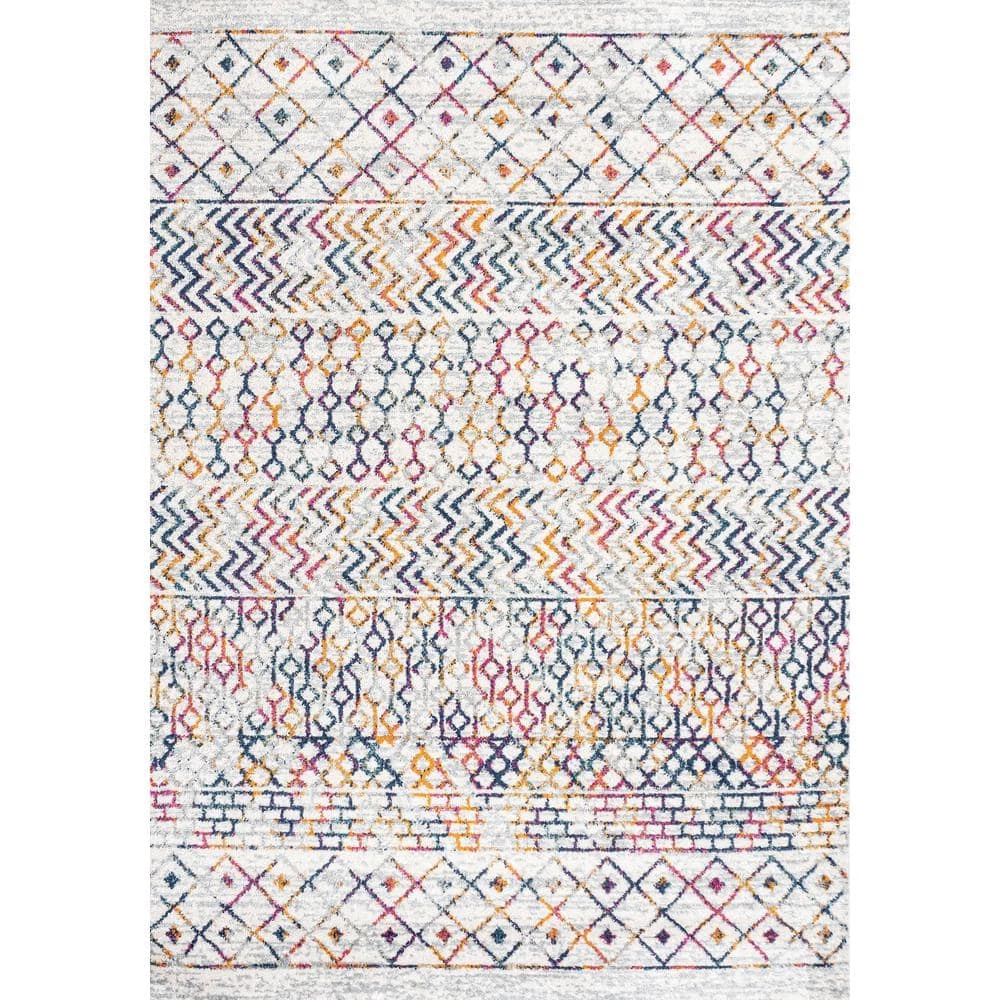 Arta Multi/Cream 8 ft. x 10 ft. Moroccan Vintage Geometric Area Rug by JONATHAN Y