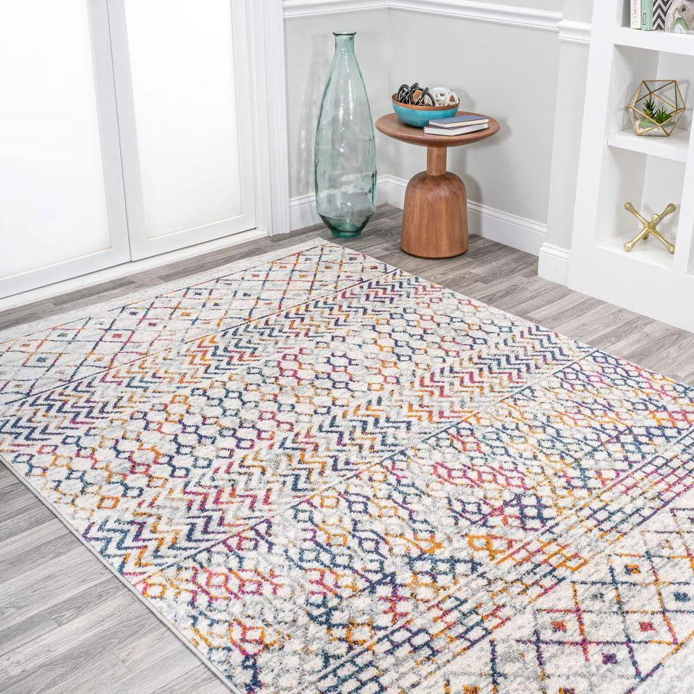 Arta Multi/Cream 8 ft. x 10 ft. Moroccan Vintage Geometric Area Rug by JONATHAN Y - Image 4