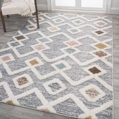 Monique Multi/Gray 5 ft. x 8 ft. Trellis High-Low Area Rug by JONATHAN Y