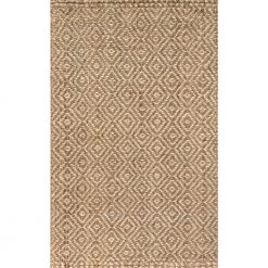 Natural 8 ft. x 10 ft. Hira Hand Woven Diamond Chunky Jute Area Rug by JONATHAN Y