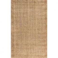Natural 8 ft. x 10 ft. Espina Hand Woven Herringbone Chunky Jute Area Rug by JONATHAN Y
