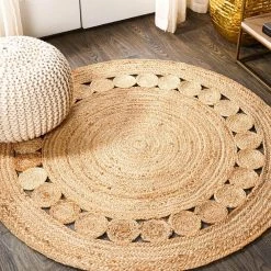 Dahlia Natural Jute Boho Circle Natural 5 ft. Round Area Rug by JONATHAN Y