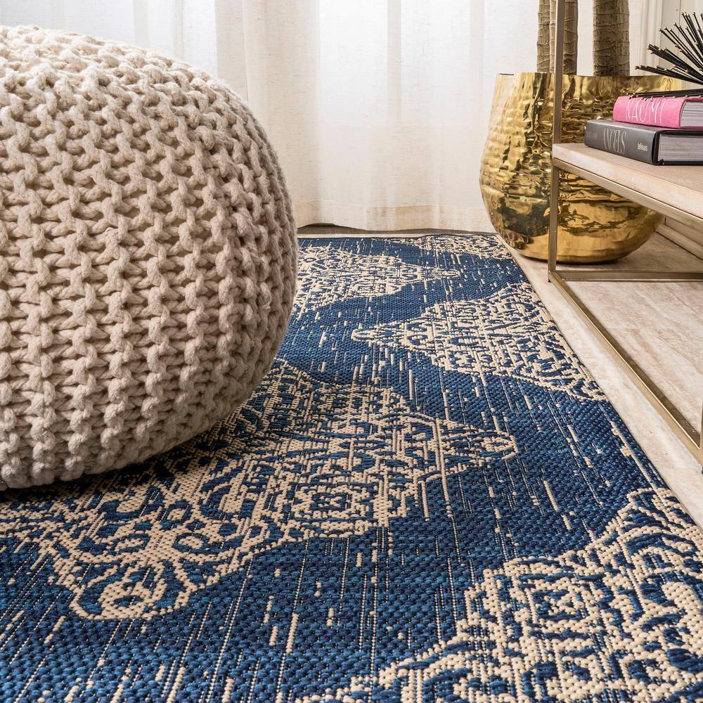 Tuscany Ornate Medallions Navy/Beige 8 ft. x 10 ft. Indoor/Outdoor Area Rug by JONATHAN Y - Image 10