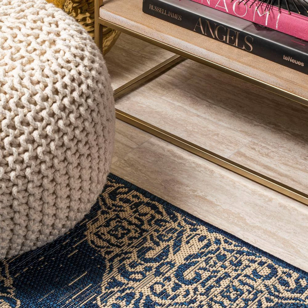 Tuscany Ornate Medallions Navy/Beige 8 ft. x 10 ft. Indoor/Outdoor Area Rug by JONATHAN Y - Image 8