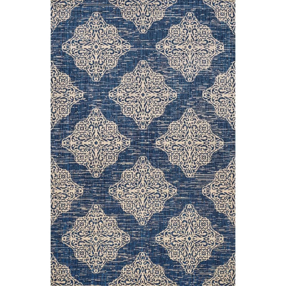 Tuscany Ornate Medallions Navy/Beige 8 ft. x 10 ft. Indoor/Outdoor Area Rug by JONATHAN Y - Image 2