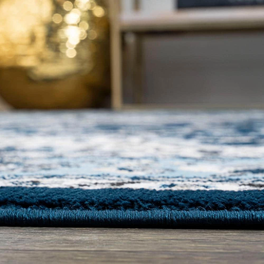 Palmette Navy/Blue 2 ft. x 10 ft. Modern Persian Floral Runner Rug by JONATHAN Y - Image 3
