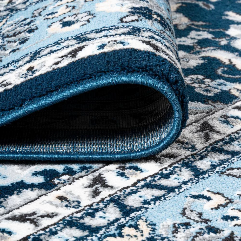 Palmette Navy/Blue 2 ft. x 10 ft. Modern Persian Floral Runner Rug by JONATHAN Y - Image 7