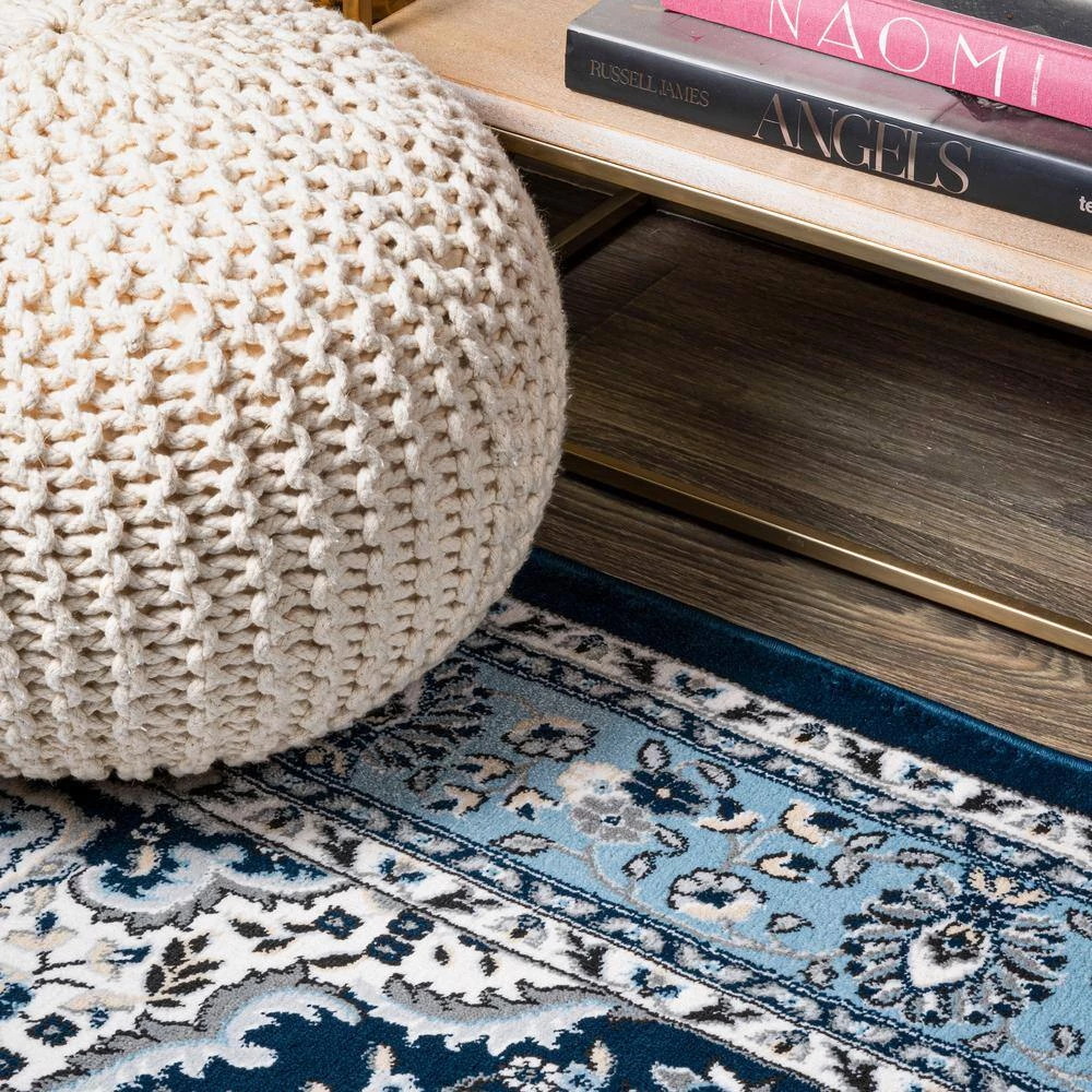 Palmette Navy/Blue 2 ft. x 10 ft. Modern Persian Floral Runner Rug by JONATHAN Y - Image 6