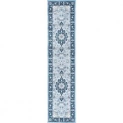 Palmette Navy/Blue 2 ft. x 10 ft. Modern Persian Floral Runner Rug by JONATHAN Y