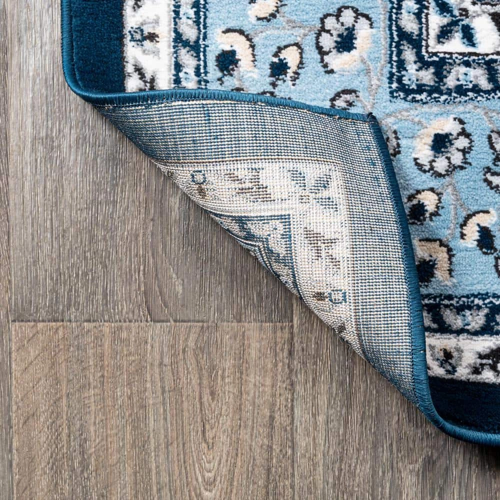 Palmette Navy/Blue 2 ft. x 10 ft. Modern Persian Floral Runner Rug by JONATHAN Y - Image 4