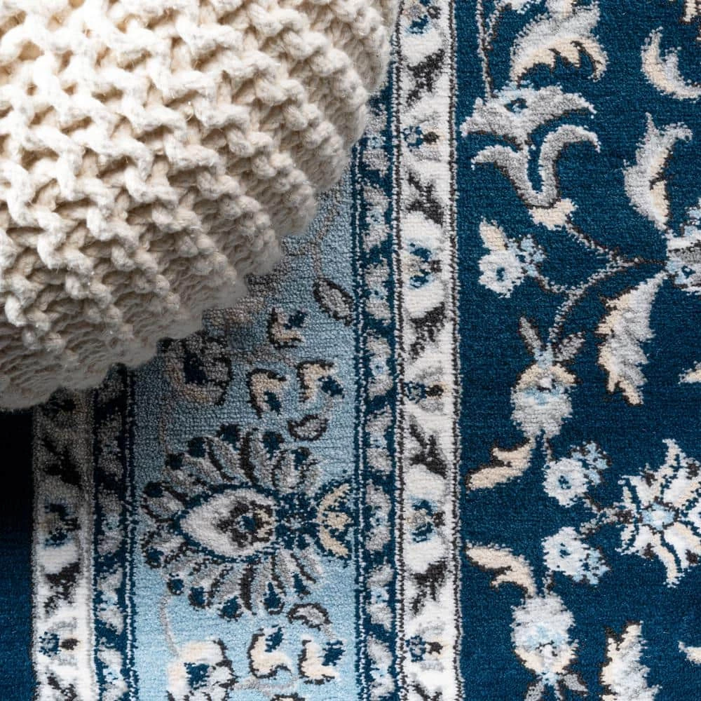 Palmette Navy/Blue 2 ft. x 10 ft. Modern Persian Floral Runner Rug by JONATHAN Y - Image 5