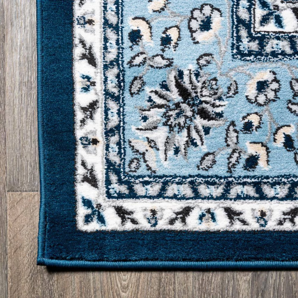 Palmette Navy/Blue 2 ft. x 10 ft. Modern Persian Floral Runner Rug by JONATHAN Y - Image 9