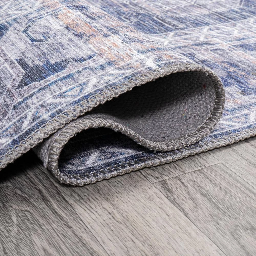 Alanya Ornate Navy/Cream 5 ft. x 8 ft. Medallion Machine Washable Indoor Area Rug by JONATHAN Y - Image 9