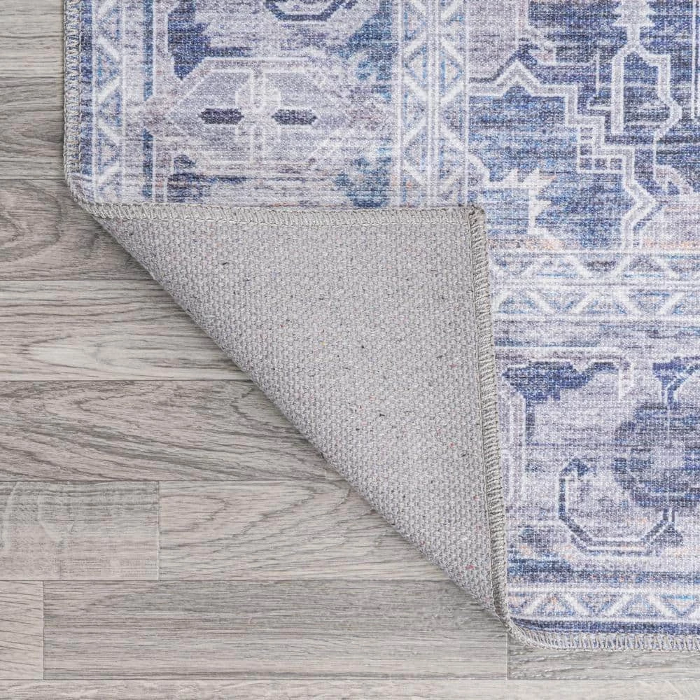 Alanya Ornate Navy/Cream 5 ft. x 8 ft. Medallion Machine Washable Indoor Area Rug by JONATHAN Y - Image 4