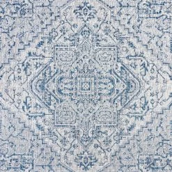 Estrella Bohemian Navy/Gray 5 ft. Medallion Textured Weave Indoor/Outdoor Square Area Rug by JONATHAN Y