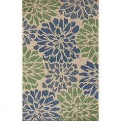 Zinnia Navy/Green 8 ft. x 10 ft. Floral Indoor/Outdoor Area Rug by JONATHAN Y