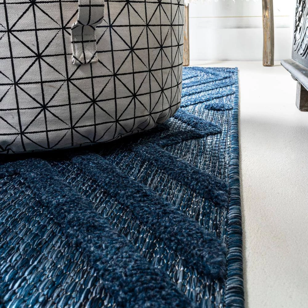 Balansat Moroccan Diamond Navy 8 ft. x 10 ft. Indoor/Outdoor Area Rug by JONATHAN Y - Image 11