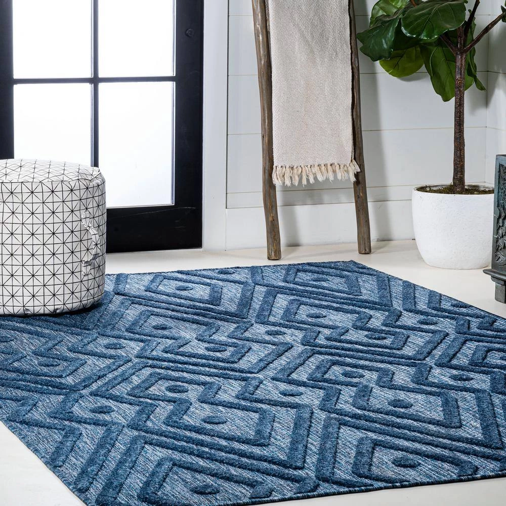 Balansat Moroccan Diamond Navy 8 ft. x 10 ft. Indoor/Outdoor Area Rug by JONATHAN Y - Image 7