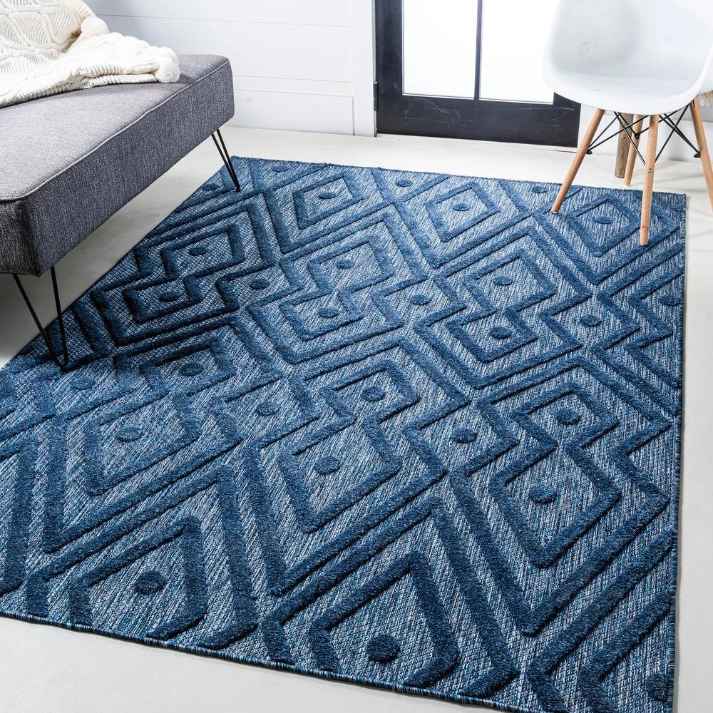 Balansat Moroccan Diamond Navy 8 ft. x 10 ft. Indoor/Outdoor Area Rug by JONATHAN Y - Image 2