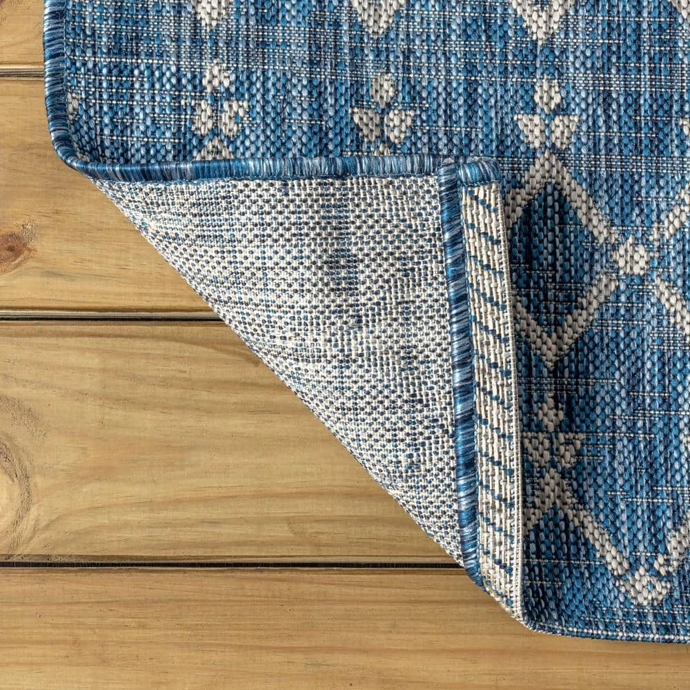 Ourika Moroccan Navy/Light Gray 7 ft. 9 in. x 10 ft. Geometric Textured Weave Indoor/Outdoor Area Rug by JONATHAN Y - Image 10