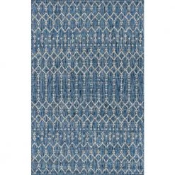 Ourika Moroccan Navy/Light Gray 7 ft. 9 in. x 10 ft. Geometric Textured Weave Indoor/Outdoor Area Rug by JONATHAN Y