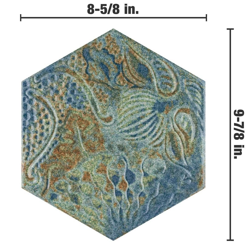 Gaudi React Hex Ocean 8-5/8 in. x 9-7/8 in. Porcelain Floor and Wall Tile (11.41 sq. ft./Case) by Merola Tile - Image 5