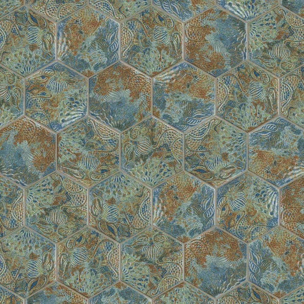 Gaudi React Hex Ocean 8-5/8 in. x 9-7/8 in. Porcelain Floor and Wall Tile (11.41 sq. ft./Case) by Merola Tile - Image 10