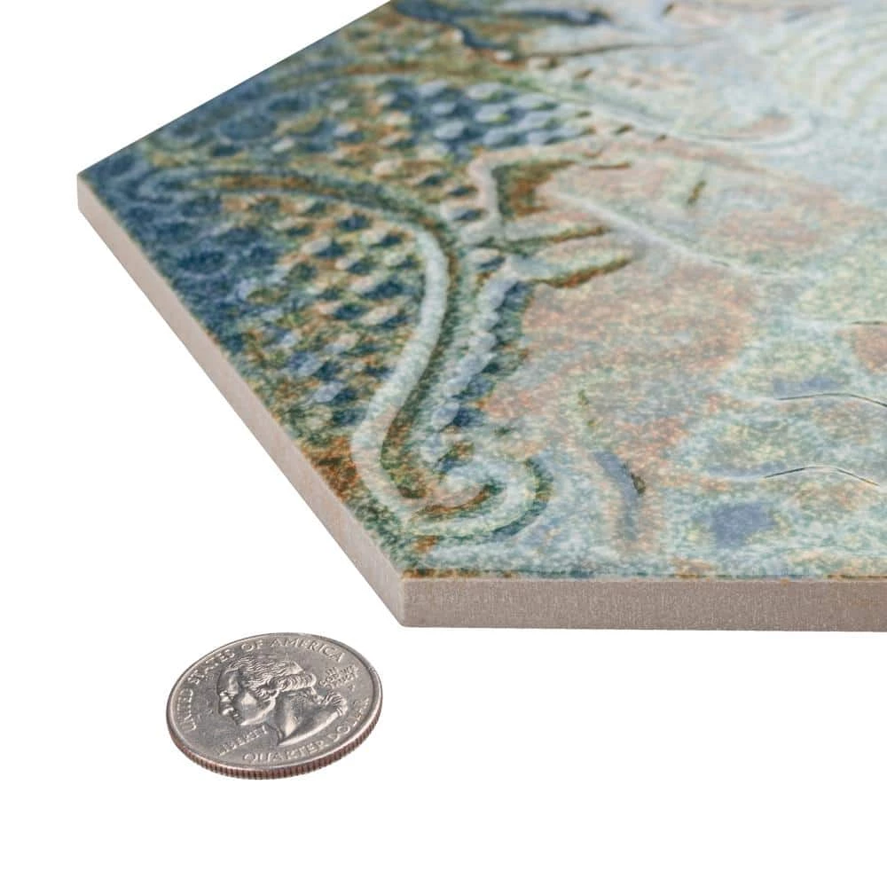 Gaudi React Hex Ocean 8-5/8 in. x 9-7/8 in. Porcelain Floor and Wall Tile (11.41 sq. ft./Case) by Merola Tile - Image 6