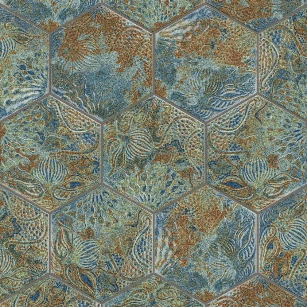 Gaudi React Hex Ocean 8-5/8 in. x 9-7/8 in. Porcelain Floor and Wall Tile (11.41 sq. ft./Case) by Merola Tile - Image 3