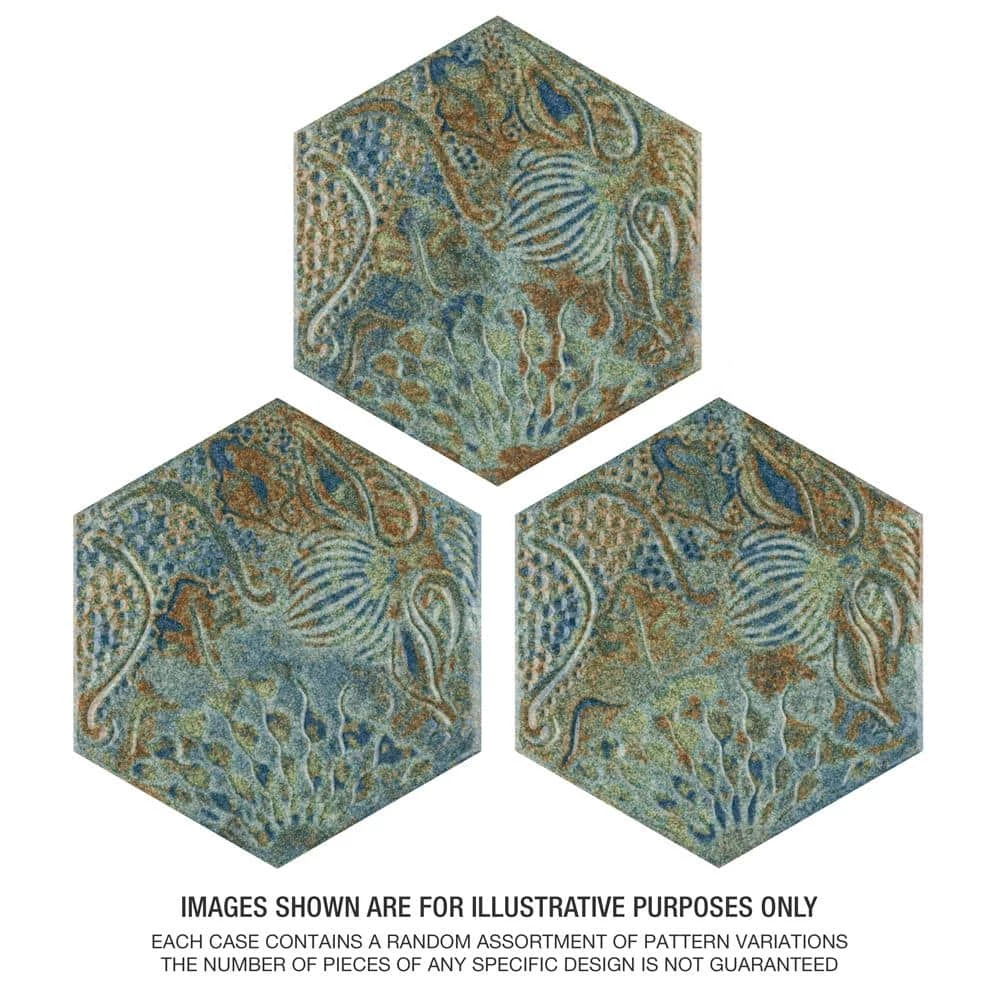 Gaudi React Hex Ocean 8-5/8 in. x 9-7/8 in. Porcelain Floor and Wall Tile (11.41 sq. ft./Case) by Merola Tile - Image 7