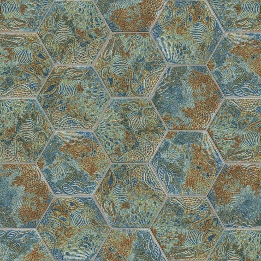 Gaudi React Hex Ocean 8-5/8 in. x 9-7/8 in. Porcelain Floor and Wall Tile (11.41 sq. ft./Case) by Merola Tile - Image 11