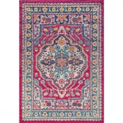 Bohemian Flair Boho Vintage Medallion Pink/Cream 8 ft. x 10 ft. Area Rug by JONATHAN Y