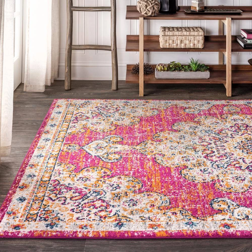Bohemian Flair Boho Pink/Cream 3 ft. x 5 ft. Vintage Medallion Area Rug by JONATHAN Y - Image 3