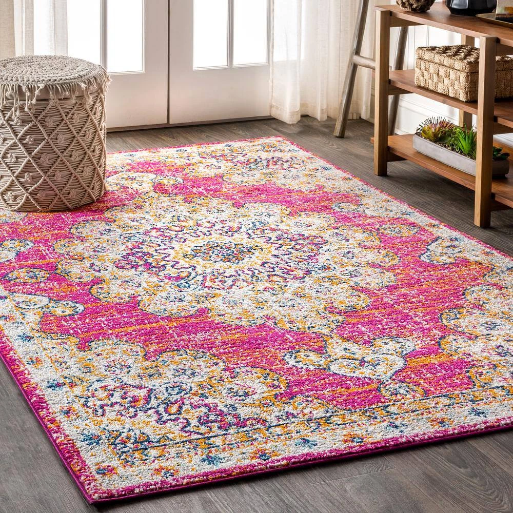 Bohemian Flair Boho Pink/Cream 3 ft. x 5 ft. Vintage Medallion Area Rug by JONATHAN Y - Image 2